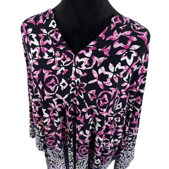 Susan Graver Tunic Top Womens Size 2x Liquid Knit Stretchy V Neck Asymmetrical - Picture 1 of 7